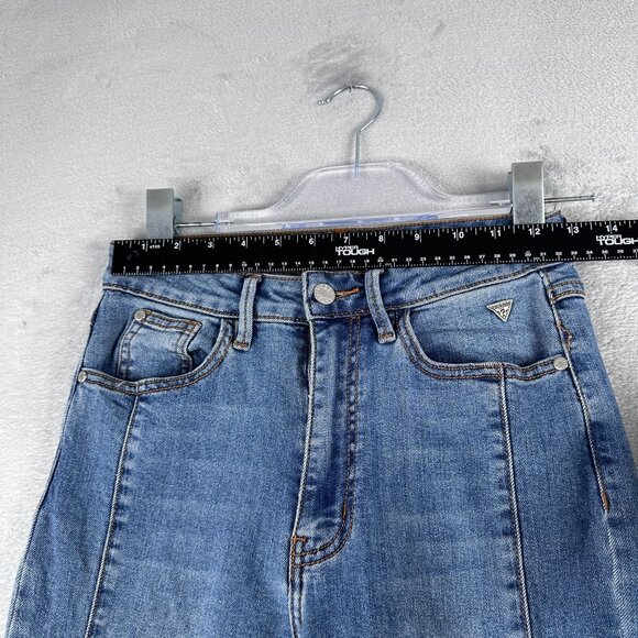 Guess Skinny Jeans Womens Size 26 Taper Leg Pintuck Distressed Mid Rise Blue - Picture 7 of 12